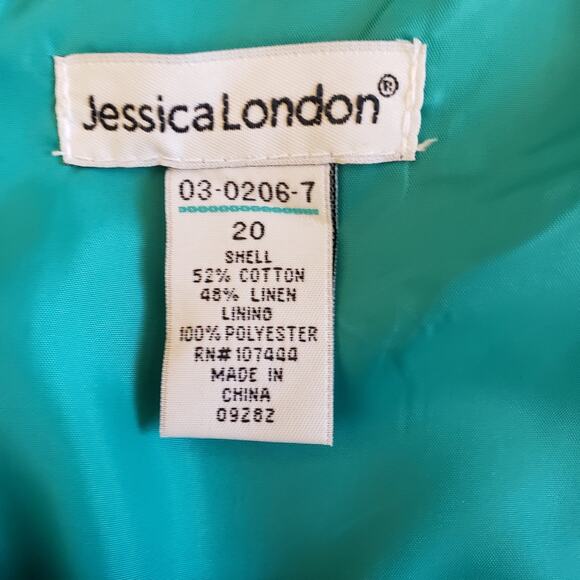 Jessica London Linen Lined Turquoise Sheath Dress & 2 PC Capri Outfit | Size 20 - Picture 10 of 10